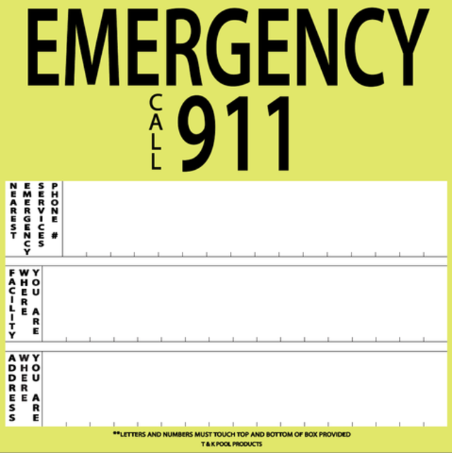 Pool Products TKES EMERGENCY SIGN